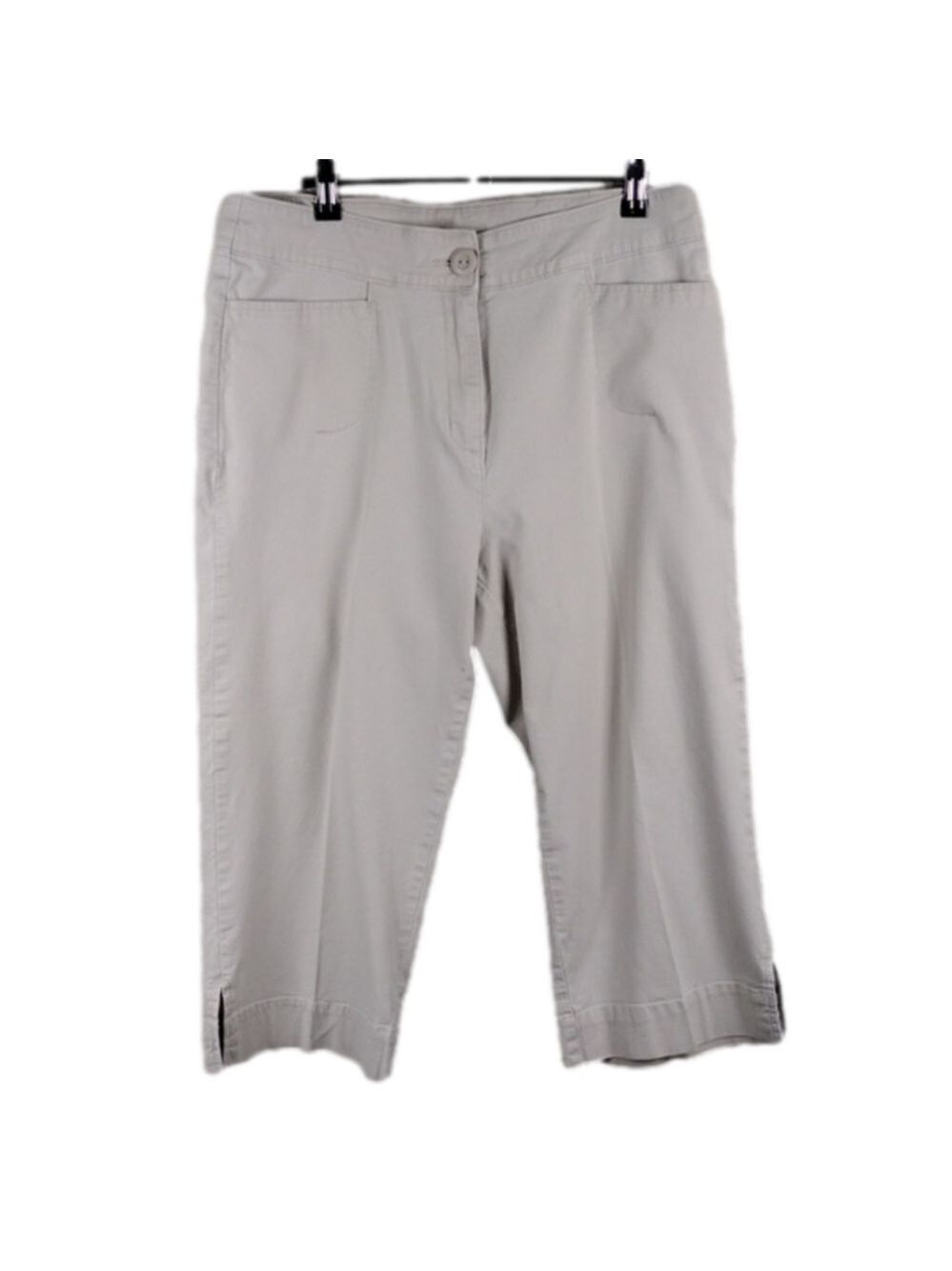 Woolrich Cotton Stone High Rise Zipper Front Straight Leg Casual Capris Pant